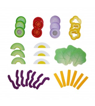 Jucarie din lemn - Set salata (39 piese) - Bucătărie copii