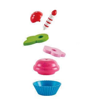 Jucarie din lemn - Prajituri cupcake (18 piese) - Bucătărie copii