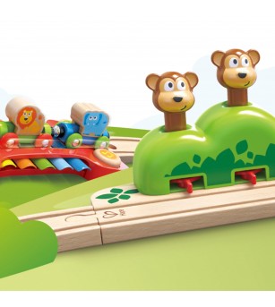 Jucarie din lemn - Sina de tren muzicala Jungla (19 piese) - Vehicule de jucărie
