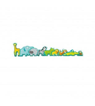 Puzzle din lemn pentru copii cu litere si animale salbatice - Puzzle incastru