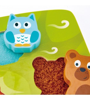 Puzzle din lemn tactil - Animale din padure - Puzzle incastru