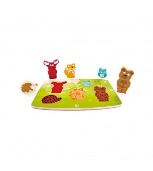 Puzzle din lemn tactil - Animale din padure - Puzzle incastru