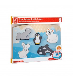 Puzzle din lemn tactil - Animale polare - Puzzle incastru