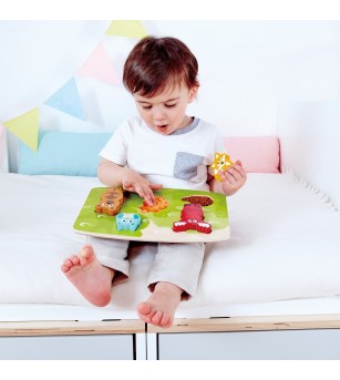 Puzzle din lemn tactil - Animale polare - Puzzle incastru