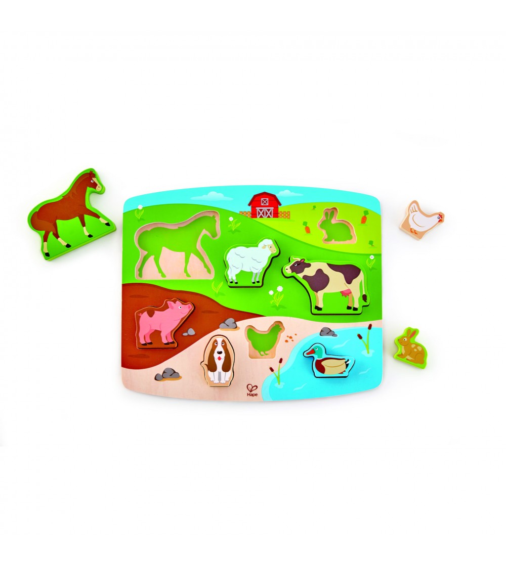 Puzzle din lemn - Animale de la ferma 3D - Puzzle 3D