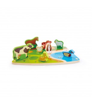 Puzzle din lemn - Animale de la ferma 3D - Puzzle 3D