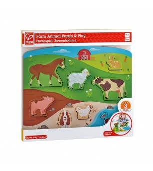 Puzzle din lemn - Animale de la ferma 3D - Puzzle 3D