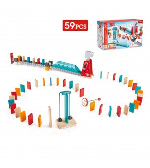 Jucarie din lemn - Domino cu ciocan puternic (59 piese) - Jocuri de îndemânare