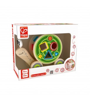 Jucarie din lemn - Melc de tras si sortator de forme - Jucării de tras și împins Jucarie din lemn - Melc de tras si sortator de forme - Jucării de tras și împins