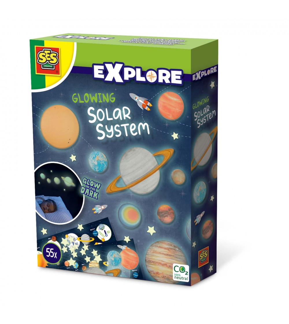 Set autocolante fosforescente cu sistemul solar pentru copii - Seturi cu stickere și colaje