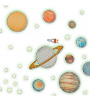 Set autocolante fosforescente cu sistemul solar pentru copii - Seturi cu stickere și colaje