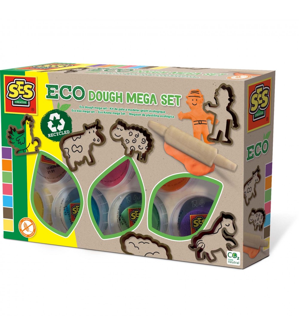 Set creativ - Plastilina eco cu unelte din lemn, set mare - Plastilină