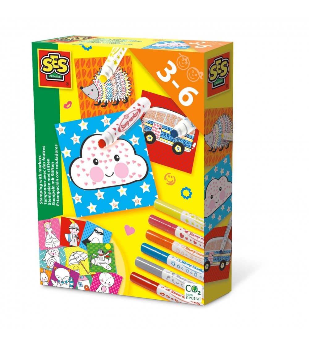 Set creativ - Stampilam cu markere - Carioci si markere Set creativ - Stampilam cu markere - Carioci si markere