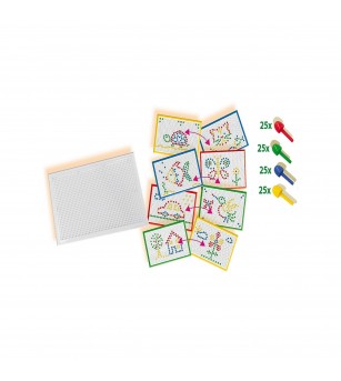 Set creativ mozaic - Tabla de jucarie mozaic cu pini colorati - Jucării creativ-educative