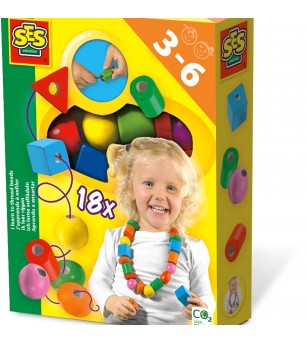 Jucarie din lemn - Set de insirat margele - Jucării de lemn si Montessori
