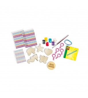 Set pentru copii de pictat brelocuri din lemn si lipit diamante - Seturi cu mărgele și brățări