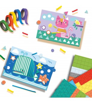 Set creativ copii - Invat sa lipesc si sa recunosc forme - Mozaic copii