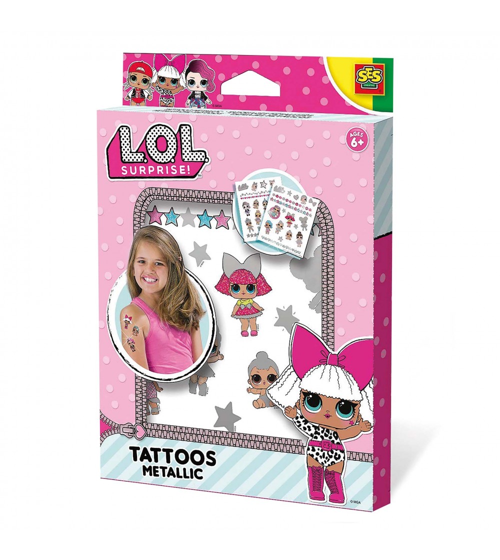 Set L.O.L. de tatuaje stralucitoare pentru copii - Seturi cu stickere și colaje