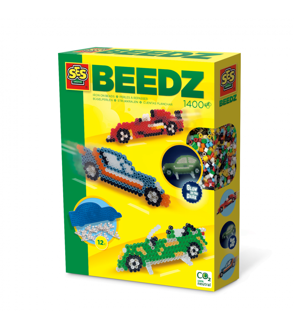 Set creativ Beedz - Margele de calcat Masina Glow in the Dark - Mărgele de călcat
