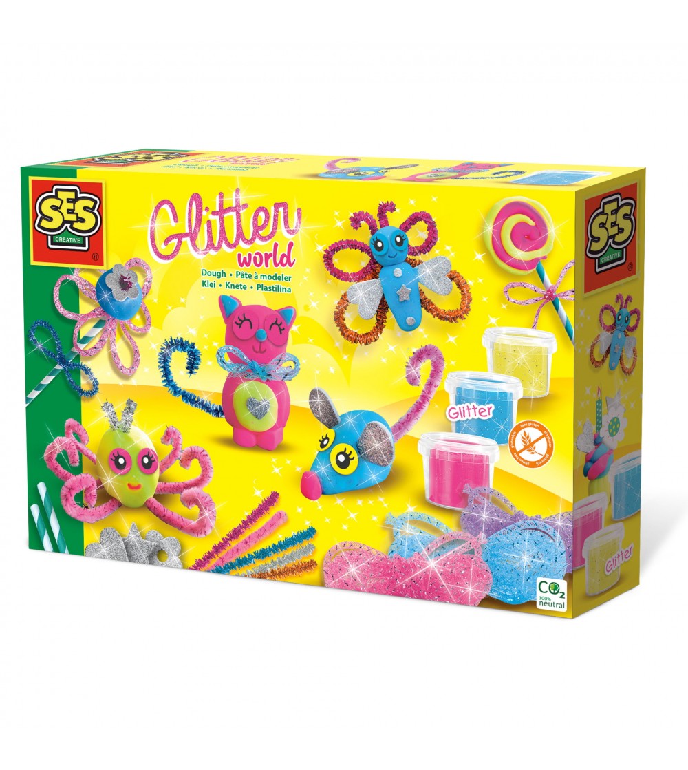 Set copii de creat animale din plastilina cu accesorii si sclipici - Plastilină