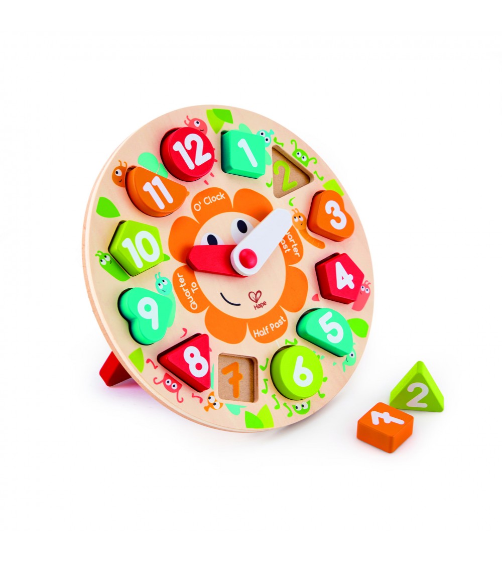 Puzzle din lemn cu ceas de jucarie pentru copii - Puzzle incastru