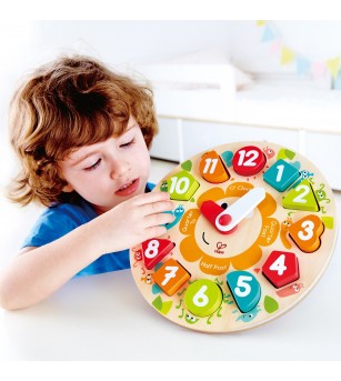 Puzzle din lemn cu ceas de jucarie pentru copii - Puzzle incastru