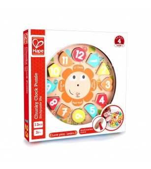Puzzle din lemn cu ceas de jucarie pentru copii - Puzzle incastru