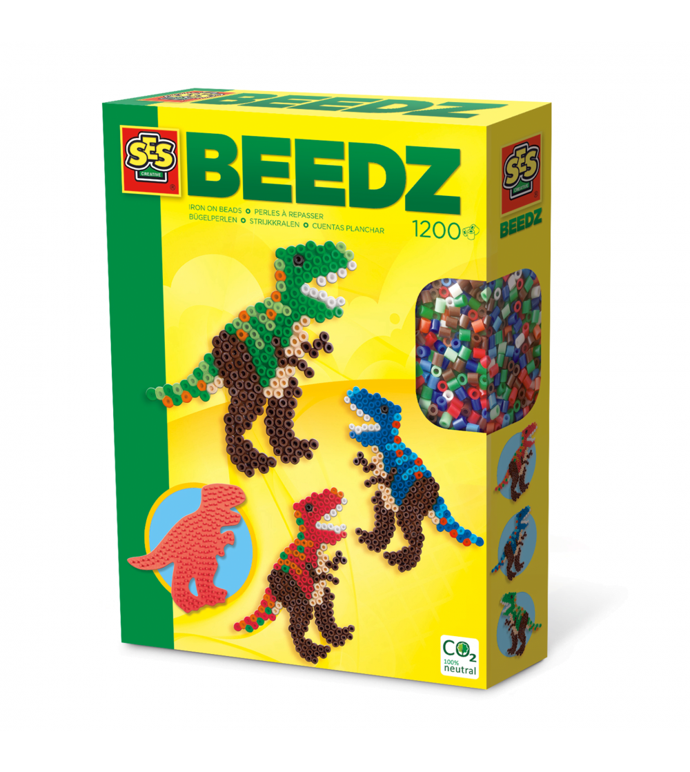 Set creativ copii Beedz - Creare dinozauri cu margele de calcat - Mărgele de călcat