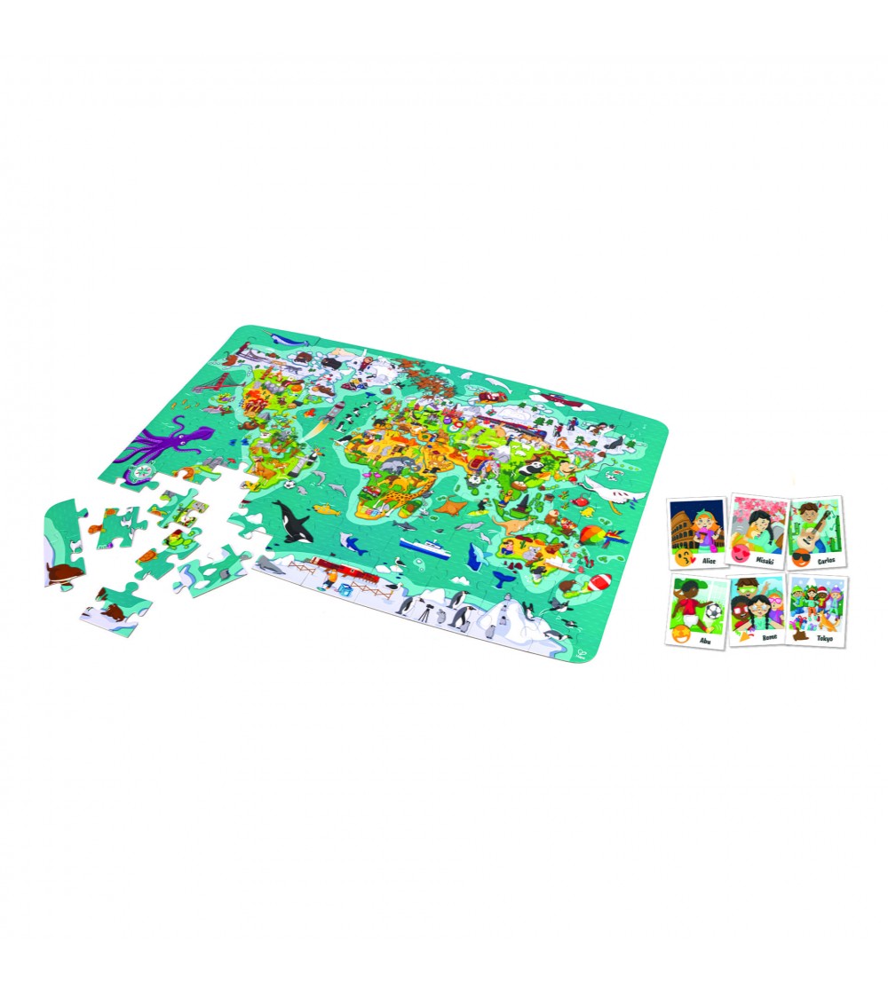 Puzzle pentru copii 2 in 1 In jurul lumii (100 piese) - Puzzle copii Puzzle pentru copii 2 in 1 In jurul lumii (100 piese) - Puzzle copii