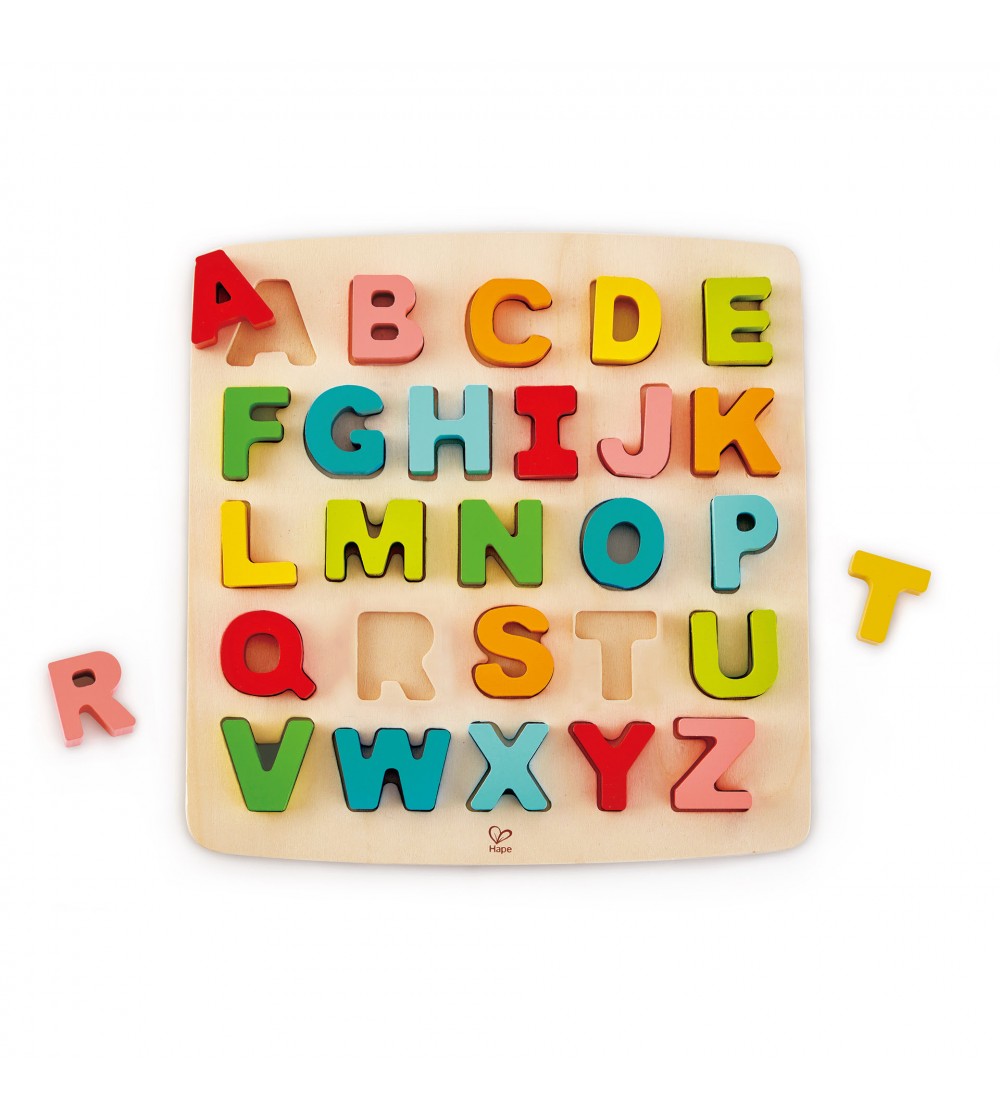 Puzzle din lemn - Alfabet, litere dolofane - Puzzle incastru