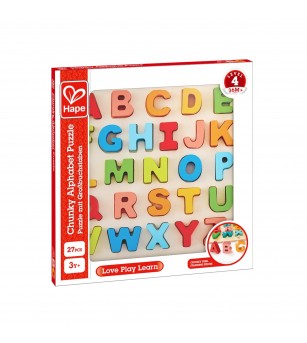 Puzzle din lemn - Alfabet, litere dolofane - Puzzle incastru