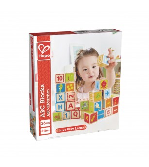 Cuburi din lemn cu litere si numere (26 piese) - Jucării de lemn si Montessori
