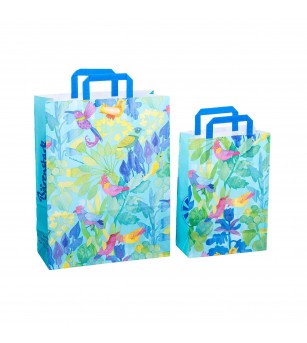 Sacosa cadou din hartie - Pasari (S - 22 x 10.5 x 32cm, 70g) - Set papetarie si jurnale copii