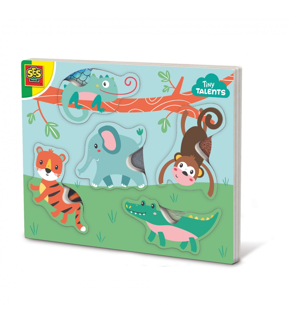 Puzzle din lemn - Animale cu textura - Puzzle incastru
