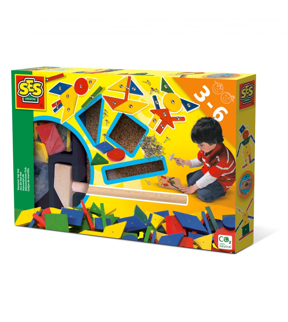 Set constructie copii - Jucarie de indemanare cu ciocan si cuie - Hammer Tic Original - Jucării creativ-educative