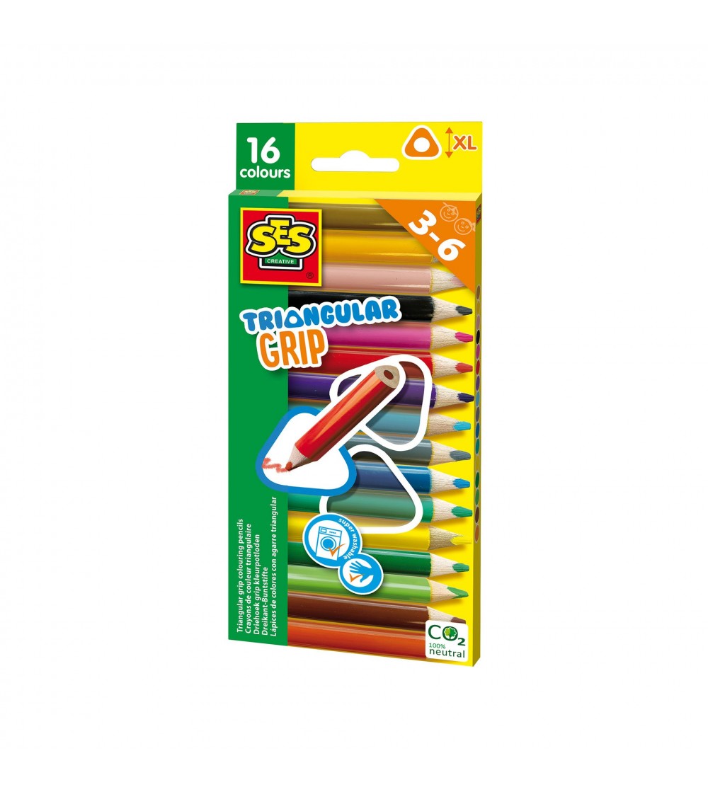Creioane colorate triunghiulare XL - 16 bucati - Creioane, radiere si ascutitori Creioane colorate triunghiulare XL - 16 bucati - Creioane, radiere si ascutitori