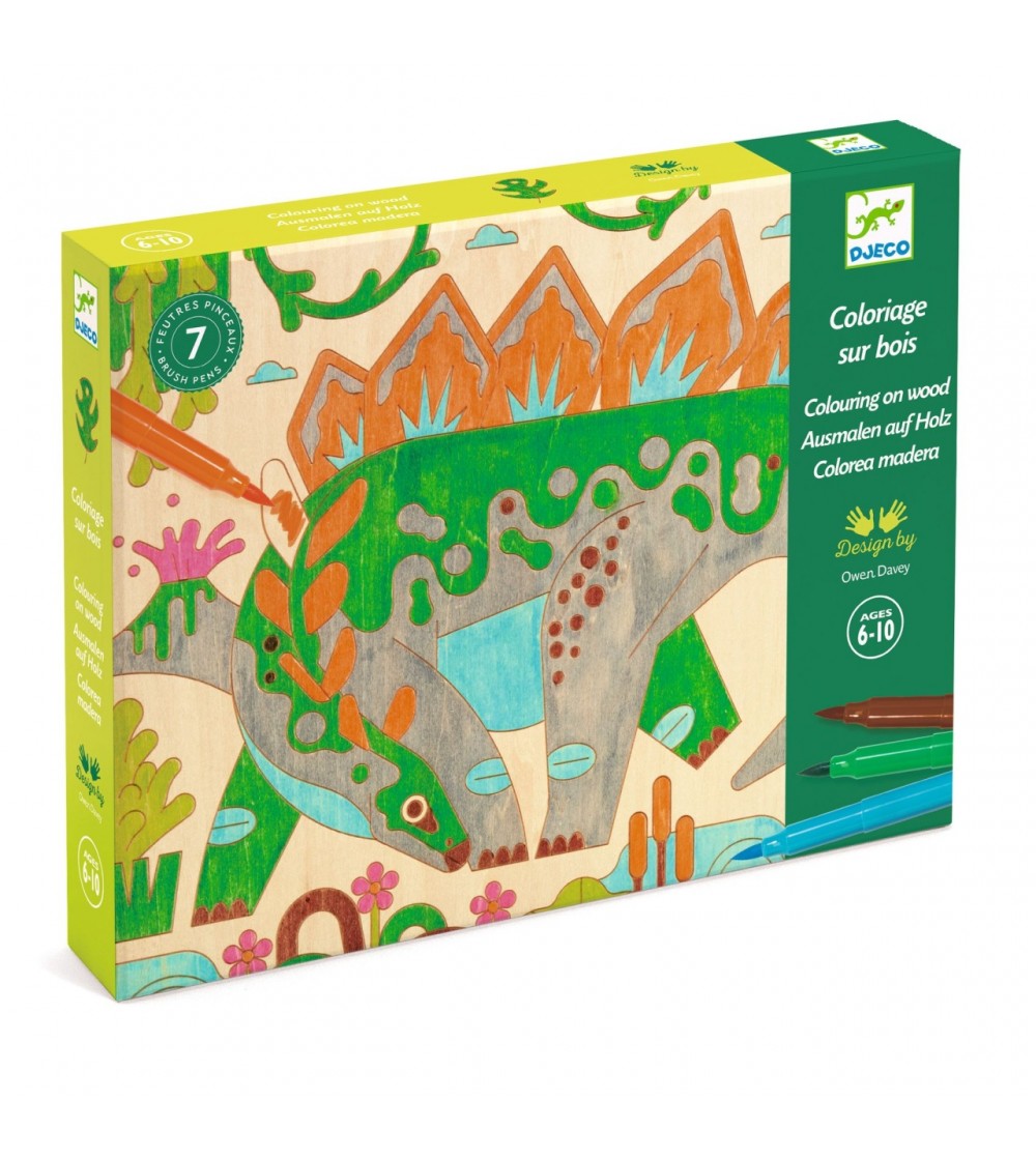 Atelier de pictura pe lemn Dinozauri, Djeco - Seturi de pictura și desenat