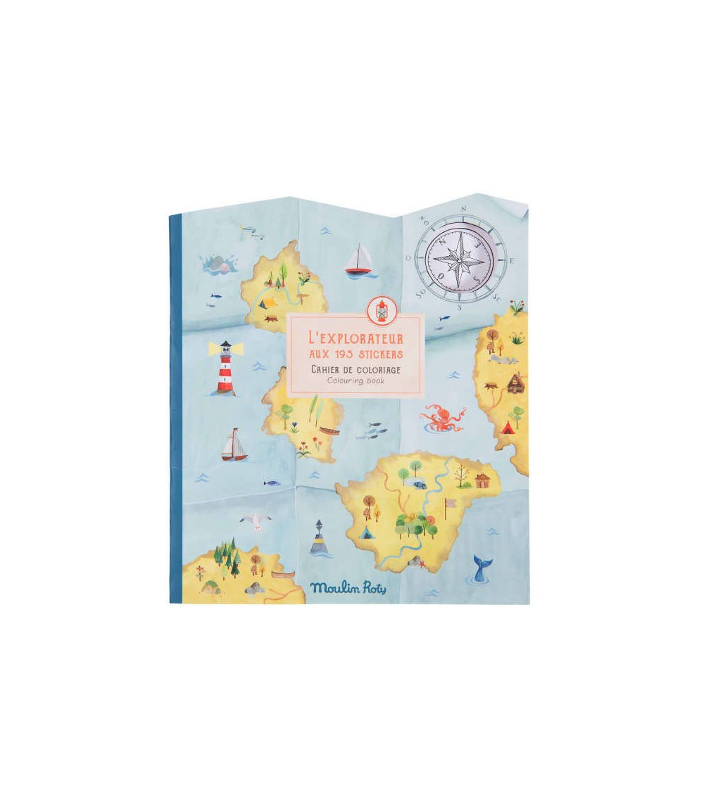 Carte de colorat cu abtibilduri Exploratori, Moulin Roty - Stickere copii și abțibilduri Carte de colorat cu abtibilduri Exploratori, Moulin Roty - Stickere copii și abțibilduri