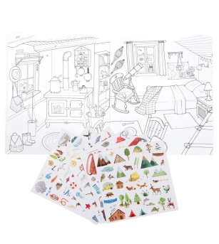 Carte de colorat cu abtibilduri Exploratori, Moulin Roty - Stickere copii și abțibilduri Carte de colorat cu abtibilduri Exploratori, Moulin Roty - Stickere copii și abțibilduri