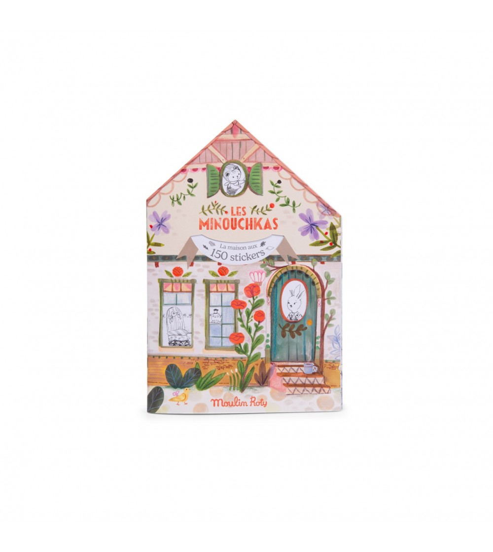 Carte de colorat cu abțibilduri Les Minouchkas, Moulin Roty - Stickere copii și abțibilduri