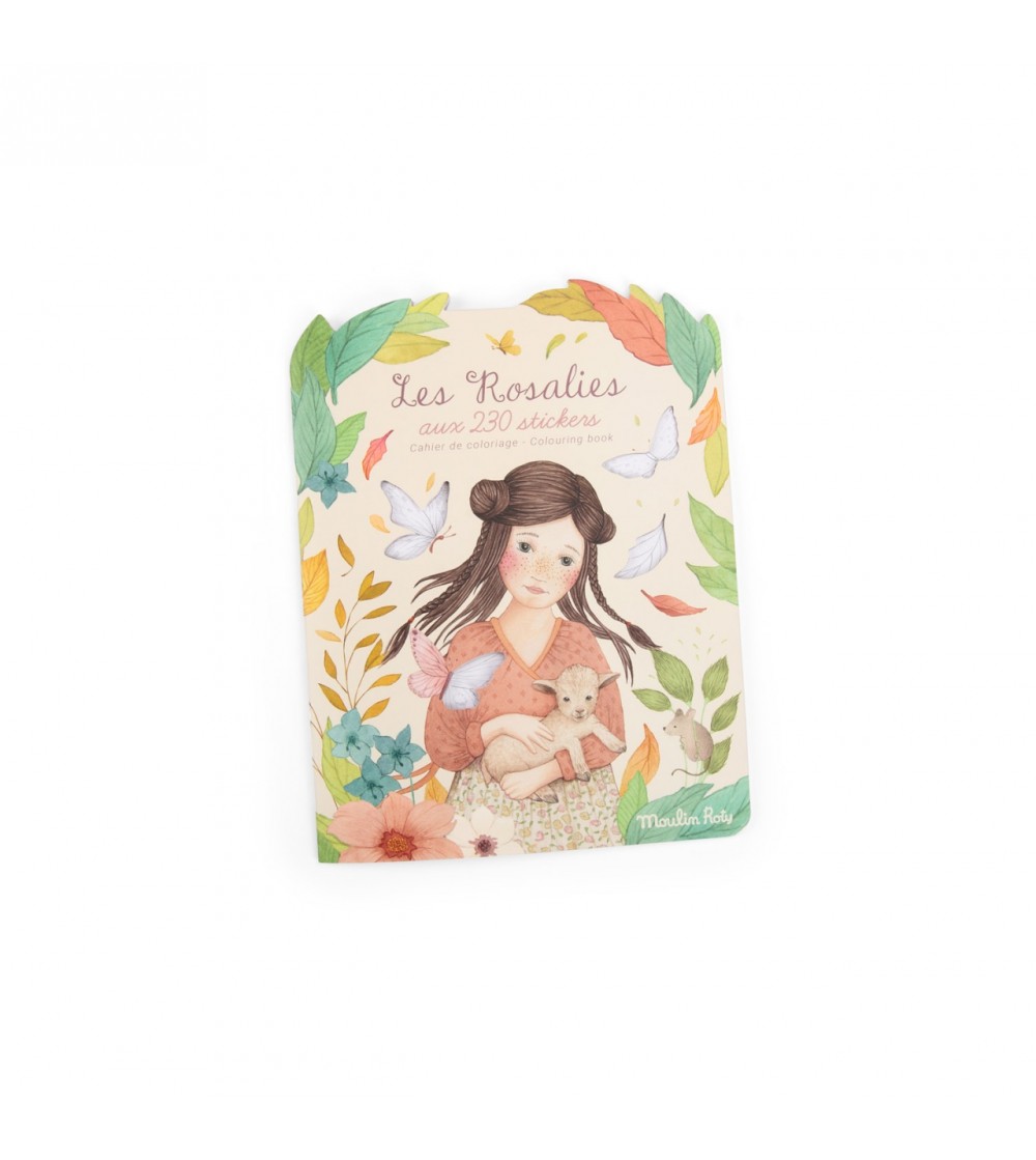 Carte de colorat cu abtibilduri Les Rosalies, Moulin Roty - Stickere copii și abțibilduri