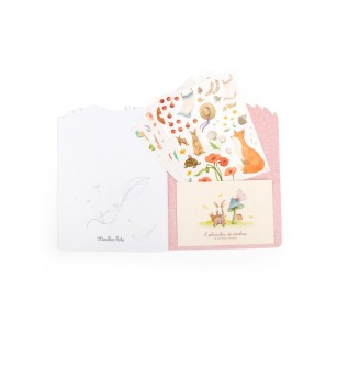 Carte de colorat cu abtibilduri Les Rosalies, Moulin Roty - Stickere copii și abțibilduri