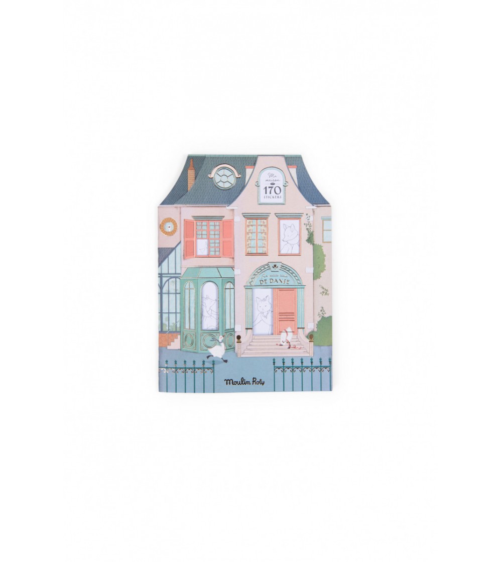 Carte de colorat cu abtibilduri, Mica scoala de dans, Moulin Roty - Stickere copii și abțibilduri