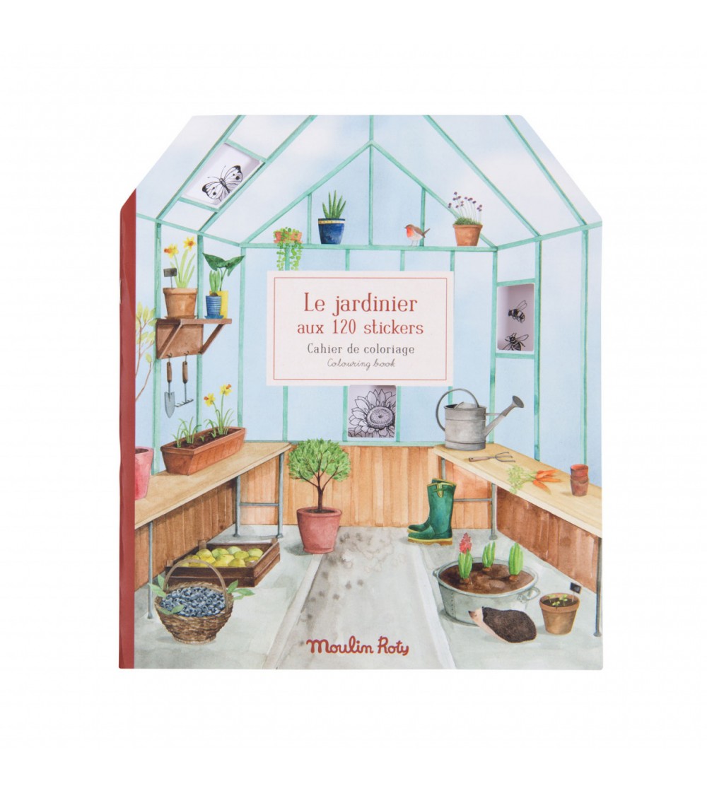 Carte de colorat cu stickere Cartea Gradinarului, Moulin Roty - Stickere copii și abțibilduri