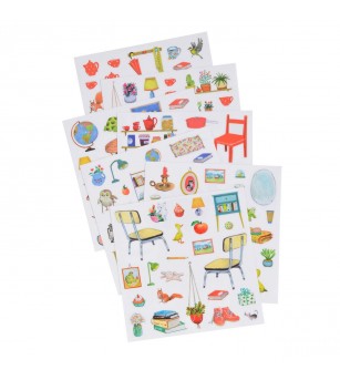 Carte de colorat cu stickere Marea familie, Moulin Roty - Stickere copii și abțibilduri Carte de colorat cu stickere Marea familie, Moulin Roty - Stickere copii și abțibilduri