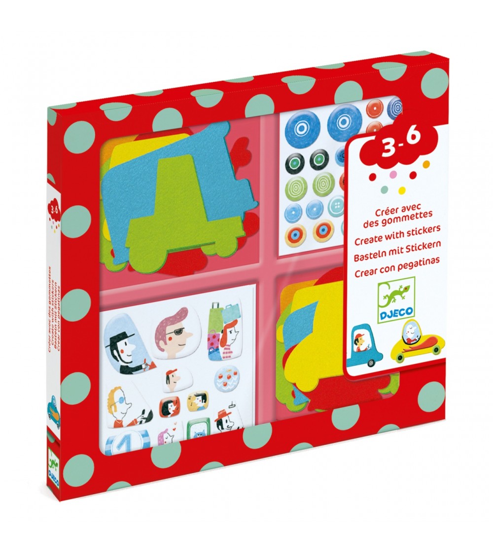 Colaje cu fetru Iubesc masinile, Djeco - Seturi creative DIY
