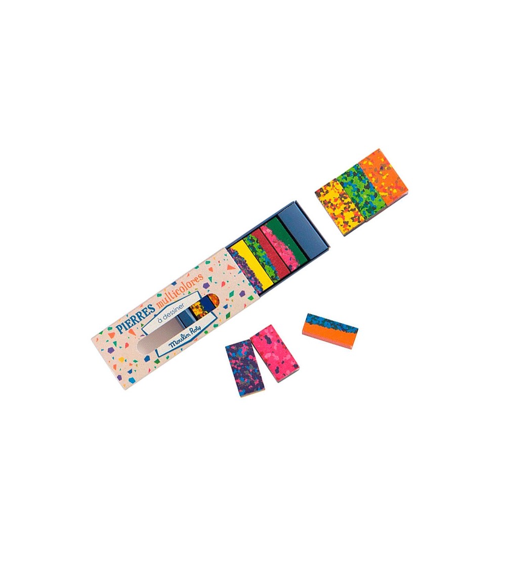 Cuburi cerate multicolore pentru desen, Moulin Roty - Creioane, radiere si ascutitori