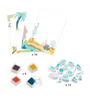 Joc creativ cu stampile Animale surprinzatoare, Djeco - Seturi creative DIY