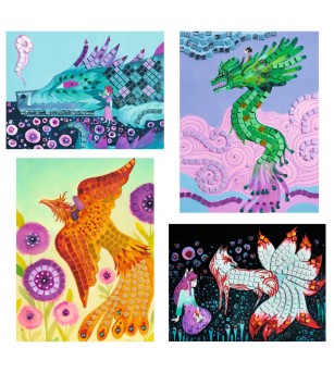 Joc creativ mozaic Creaturi mitice, Djeco - Seturi creative DIY