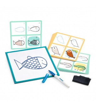 Joc Eduludo Deseneaza pas cu pas Lama & co, Djeco - Deseneaza pas cu pas